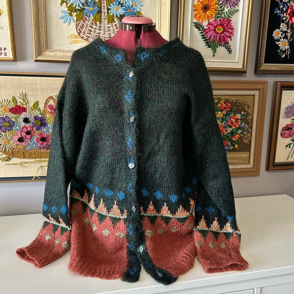 Woman’s wool sweater. Connie Wright. No size- likely XL
